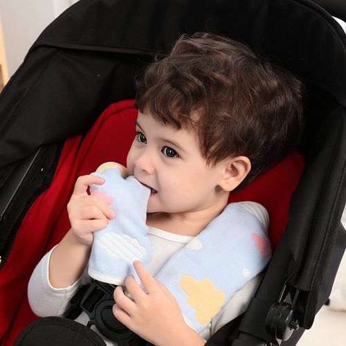 Newborn baby cotton gauze stroller armrest protective cover children's saliva towel male and female baby seat mother and baby supplies