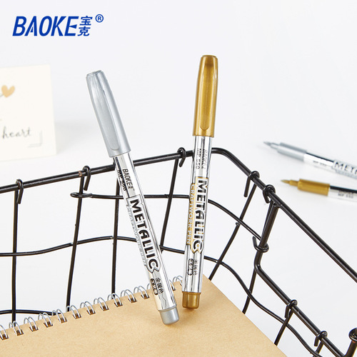 Baoke gold silver craft pen metallic marker pen greeting card sign in signature pen water-based paint pen wholesale