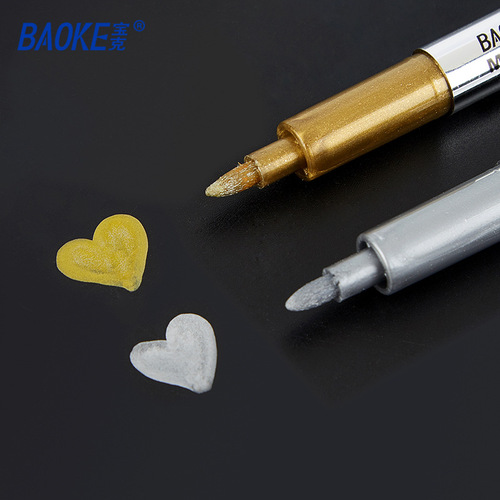 Baoke gold silver craft pen metallic marker pen greeting card sign in signature pen water-based paint pen wholesale