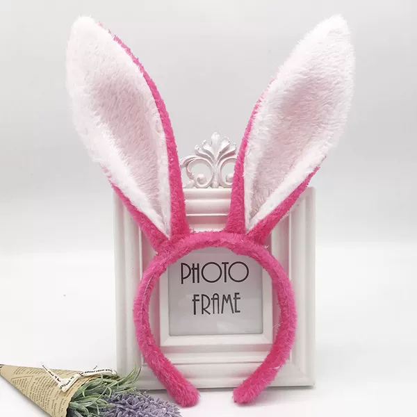 Rose red plus white plush rabbit ears