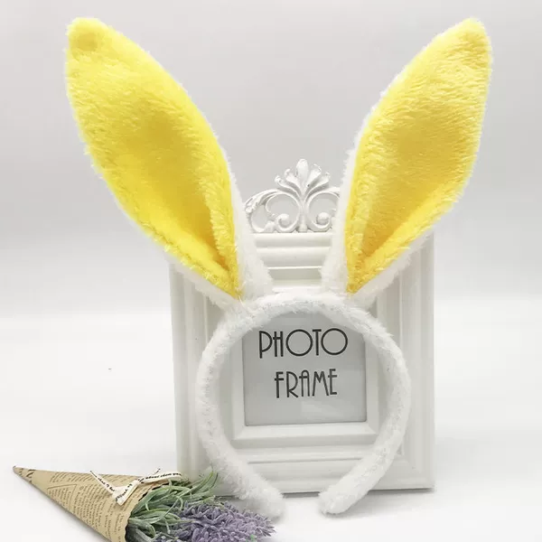 White and yellow plush rabbit ears