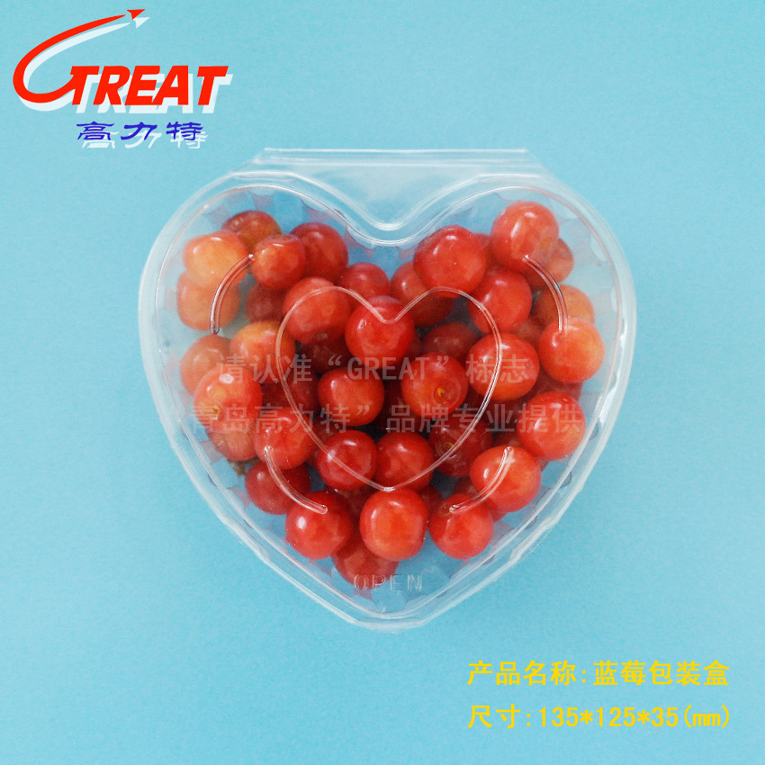 125克樱桃蓝莓树莓包装盒一次性pet材质塑料水果包装盒厂家批发