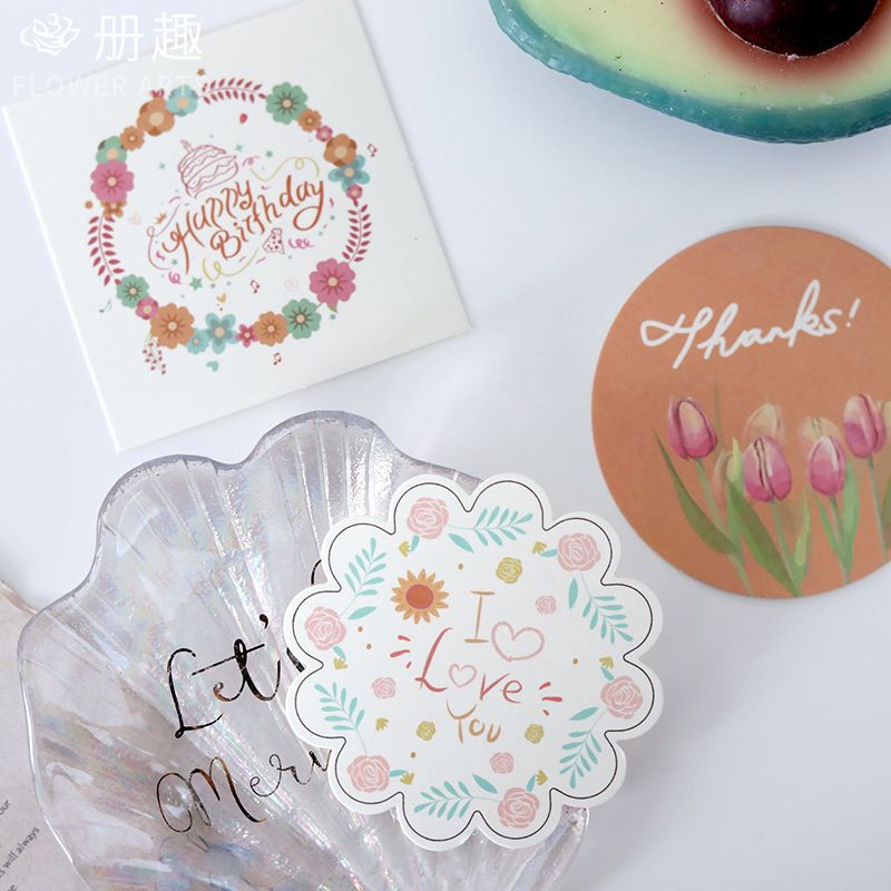 Tarjeta de felicitación colgante para floristería, tarjeta pequeña para ramo de cumpleaños 2024, tarjeta de mensaje para embalaje de flores, suministros para floristería.