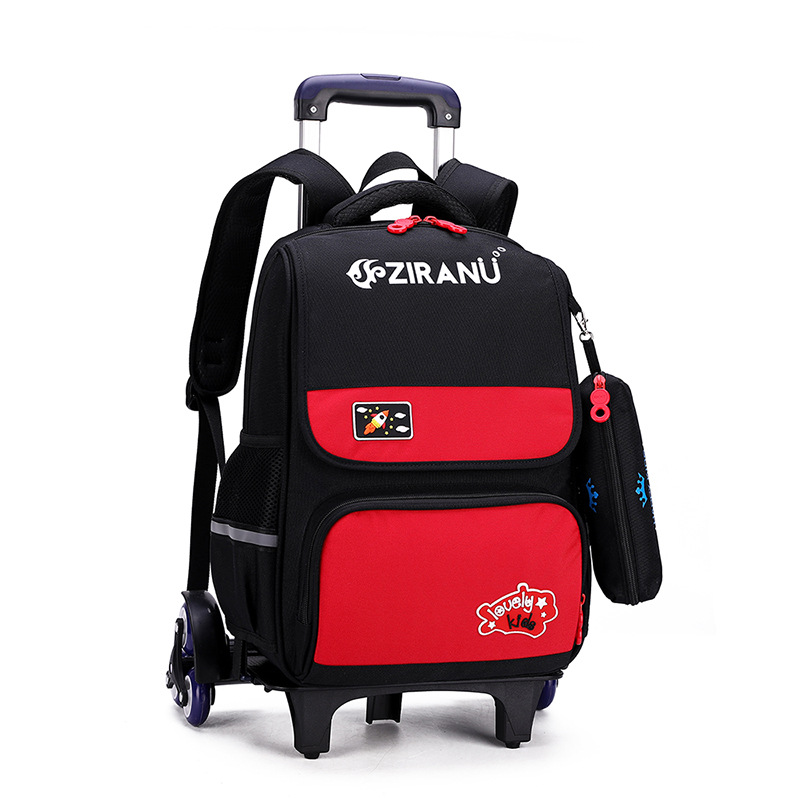 Pescado natural estudiante de la escuela primaria trolley mochila 3-6 grado niño ligero reducción de la carga de protección de la columna vertebral mochila