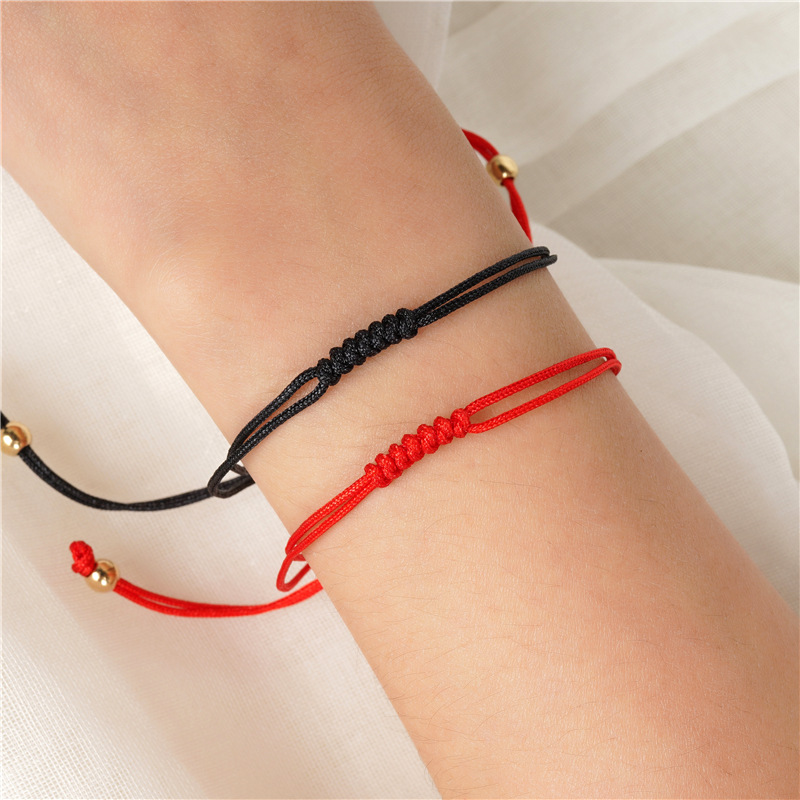 Cross-Border Supply 7-Knot Lucky Couple Bracelet European and American Simple Ethnic Style Adjustable Braided Red Rope Bracelet Bracelet
