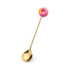 Cute donut, mixing stick, coffee fruit fork, dessert spoon