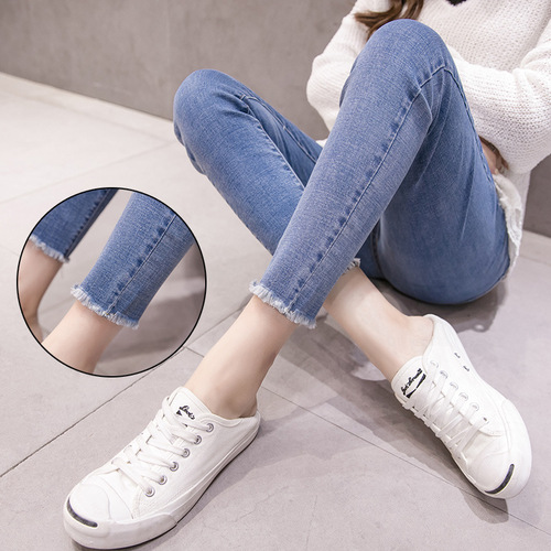 818 Maternity Denim Cropped Pants, Casual Skinny Jeans for Outwear, Maternity Wear—Factory Direct Supply for International Trade
