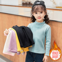 女童加绒打底衫冬季2024新款儿童半高领中小童洋气打底衣一件代发