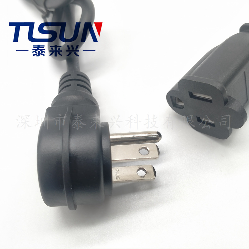 北美电源线 SJEW 户外防潮电源公母插头线 3*12AWG两扁一圆电源线