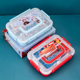 迪士尼儿童餐具套装宝宝吃饭碗餐盘防摔小孩分格盘家用卡通可爱碗