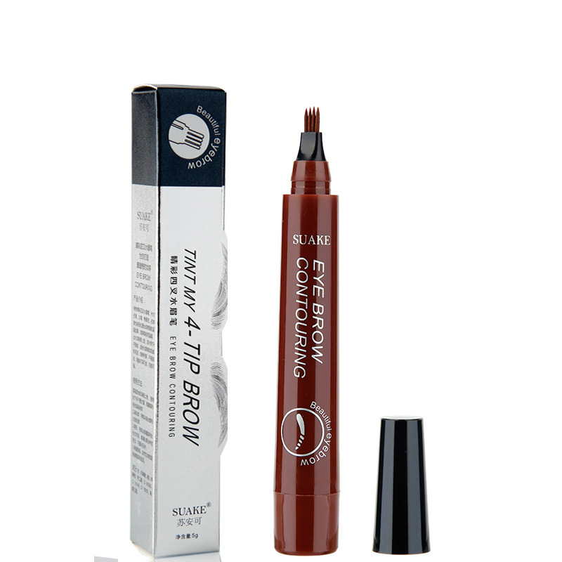 Cross-border Su Anke four-head eyebrow pencil micro-carving is not easy to take off makeup four bifurcation water eyebrow pencil Net red eyebrow pencil liquid makeup