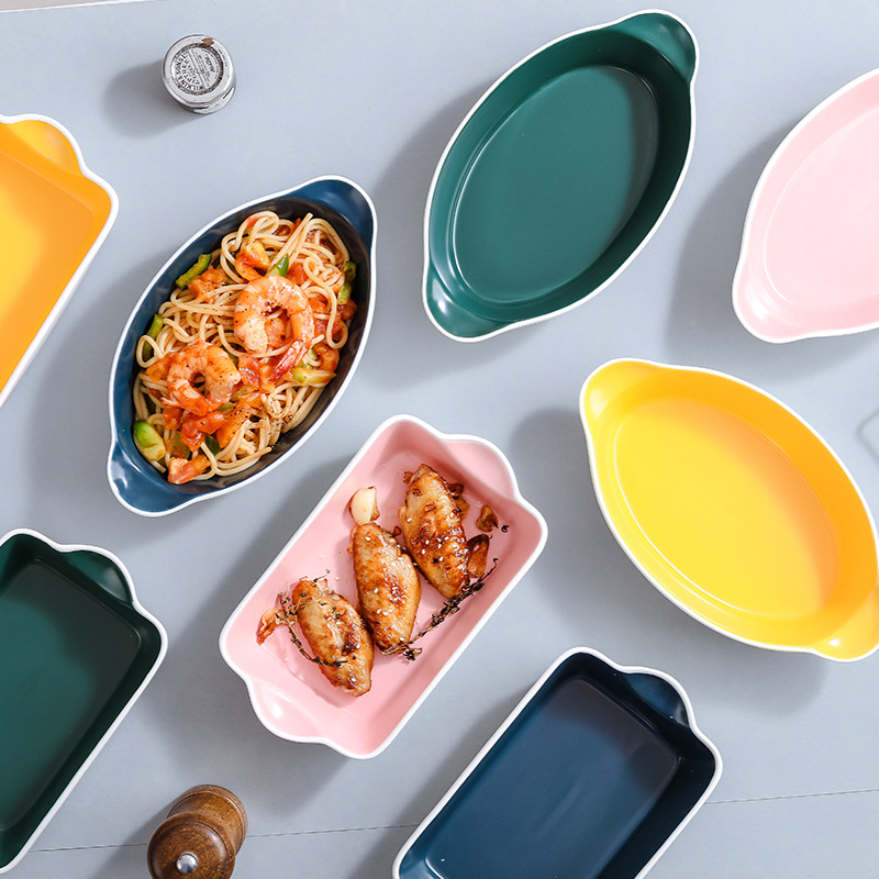 Clearance ceramic plate cheese baked rice plate microwave oven…