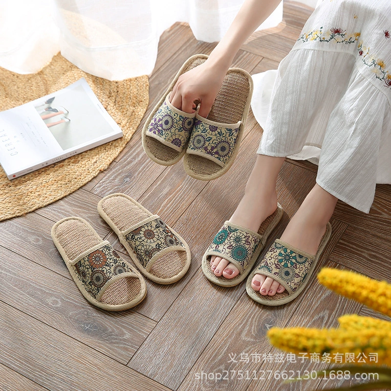 [Домашние тканевые тапочки] выбор льняных тапочек, женские домашние пары, мужские и женские спальни, гостеприимство