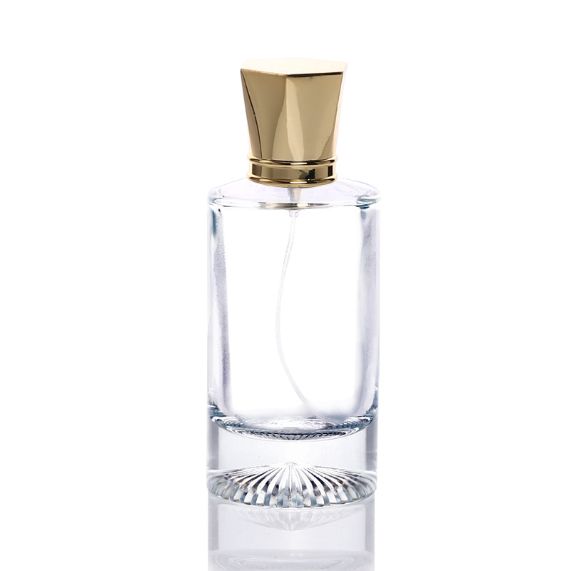 现货玻璃香水瓶50ml100ml圆柱厚底砖石纹玻璃瓶按压式喷雾瓶裸瓶