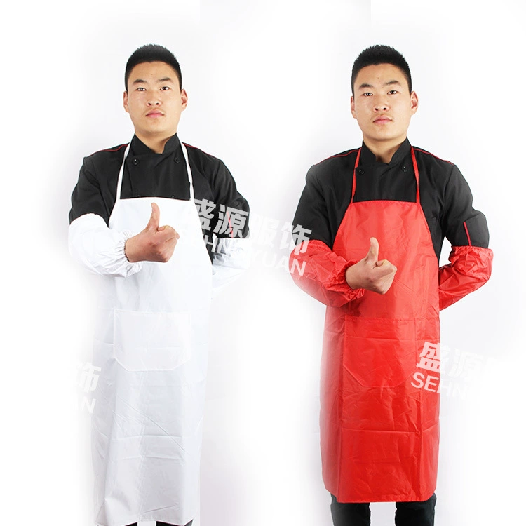 Фабрика прямой ПВХ дождь-доказательство Шелковый фартук кухня отель шеф-повар водонепроницаемый масло-доказательство Анти-Обрастания шеи красный и белый фартук