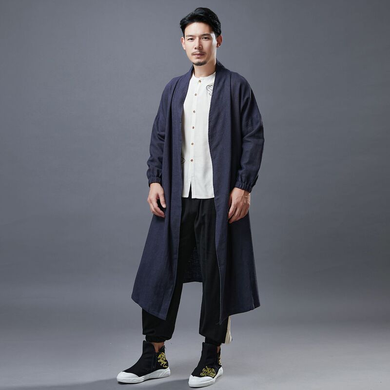 2026 Autumn/Winter Men's Mid-Length Trench Coat with Back Button Closure, Vintage Casual Style, Side Slit Pockets, Stand Collar, Loose Fit Trench Coat 2026 Autumn/Winter Men's Mid-Length Trench Coat with Back Button Closure, Vintage Casual Style, Side Slit Pockets, Stand Collar, Loose Fit Trench Coat