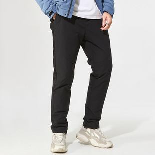 Men's Winter Down Pants Straight Casual Solid Color Warm Slim-Fit Black Winter Outer Wear Warm Pants