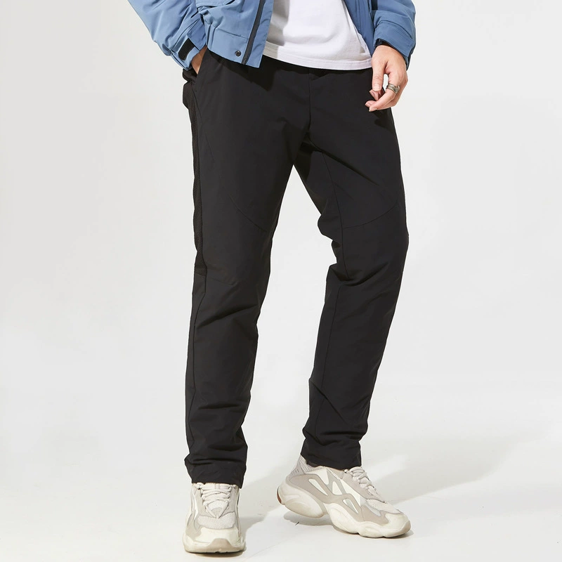 Мужские зимние Пуховые брюки, прямые повседневные однотонные теплые облегающие черные зимние верхняя одежда, теплые брюки