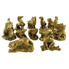 Manufacturer's direct copper twelve zodiac figurines Rat, Ox, Tiger, Rabbit, Dragon, Snake, Horse, Sheep, Monkey, Rooster, Dog, Pig, wholesale copper.