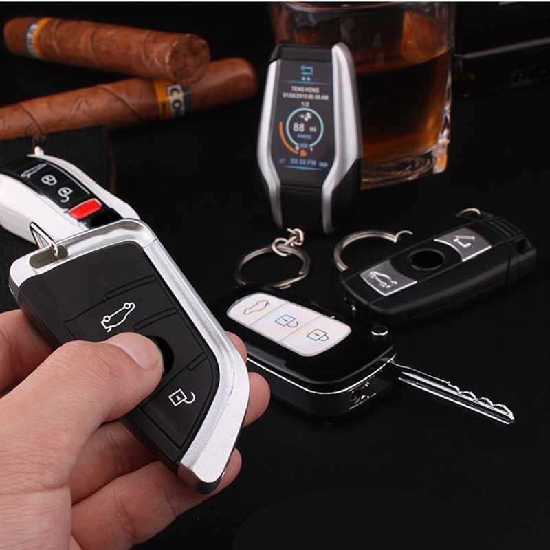 Creative personality famous car key inflatable lighter realistic creative windproof keychain men's fashion point Wholesale