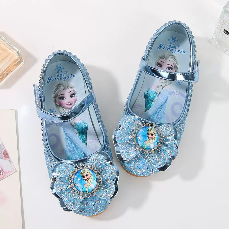 女童爱沙公主鞋儿童软底单鞋宝宝小皮鞋亮片小女孩中大童鞋时尚闪