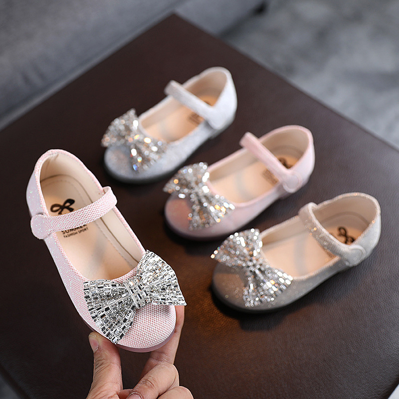 Girls' Leather Shoes New Rhinestone Princess Shoes Children's Western Style Soft Sole Casual Shoes Shiny Dance Shoes Performance Shoes