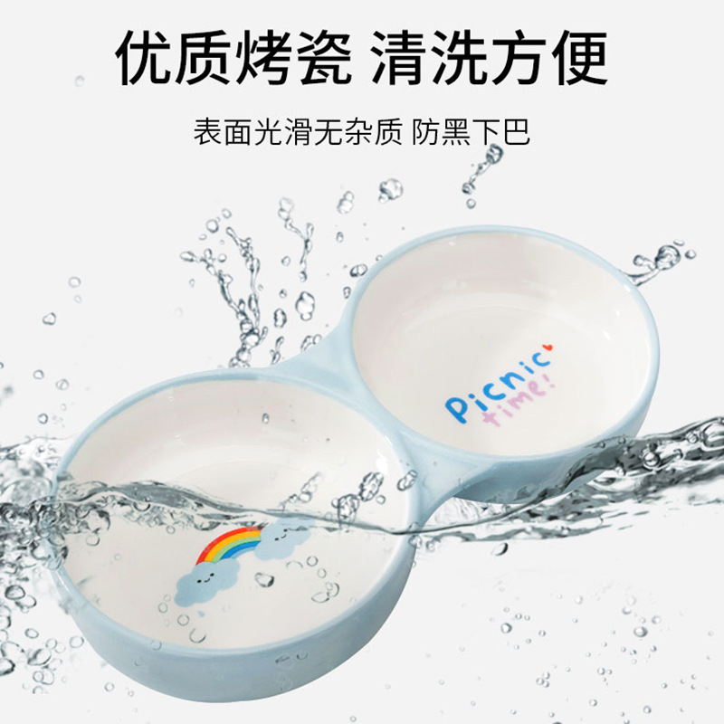 Gato tazón de perro tazón de cerámica doble tazón de comida gato tazón anti-knoc tazón de arroz tazón de perro bebe tazón de fuente de perro