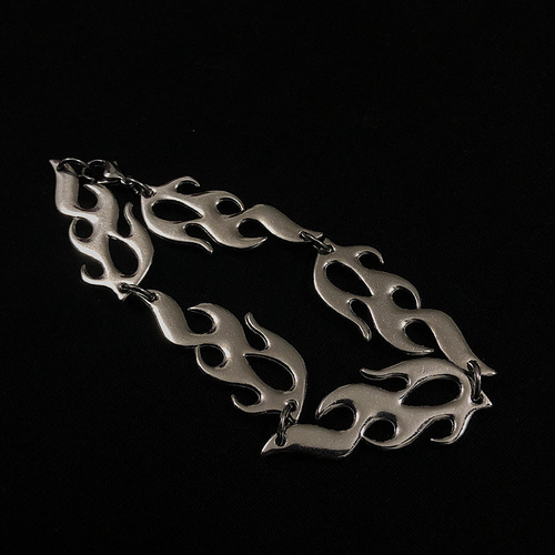 Japanese-Korean Instagram-style retro, playful, and edgy hollowed-out flame-patterned stainless steel bracelet for girls—perfect as a fun party accessory or a chic gift for besties!