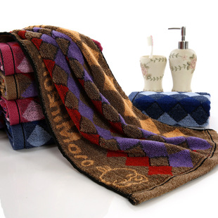 Factory wholesale dark plaid towel edge block postage 100 grams of pre-treatment 32 strands of color line Jacquard rabbit 100 grams of noodles