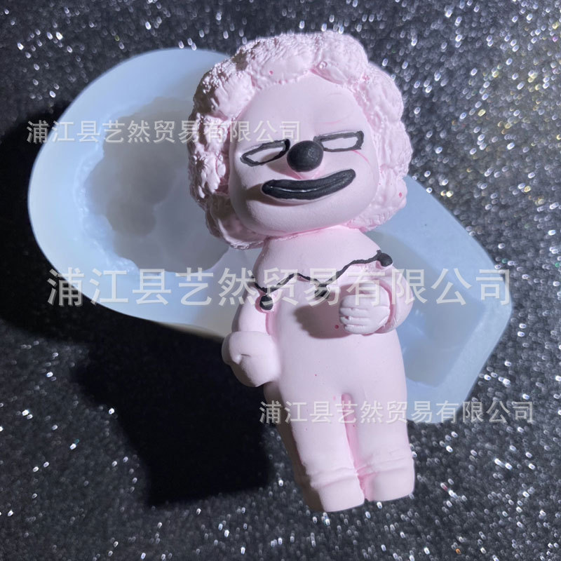 Navidad payaso de silicona molde dibujos animados personaje fondant coche clip salida aire aromaterapia yeso DIY