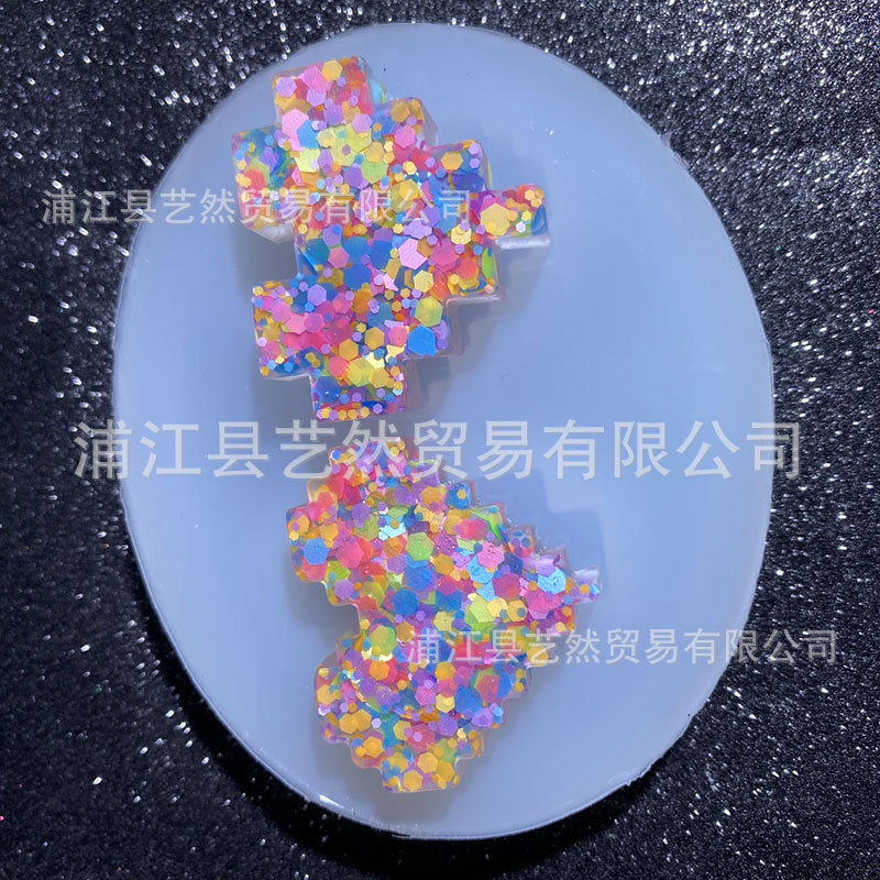 Pixel amor material de silicona molde geométrico amor DIY fragante piedra aromaterapia yeso cristal epoxi molde del cubo de hielo