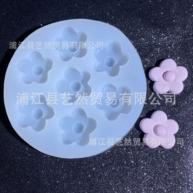 Cinco pétalos de flores de silicona molde aromaterapia yeso hecho a mano vela salida de aire del coche decoración de bricolaje