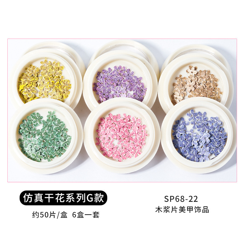 Conjunto de joyas de uñas populares transfronterizas nueva mariposa de uñas flor colorida flor seca lentejuelas desgaste joyería de uñas