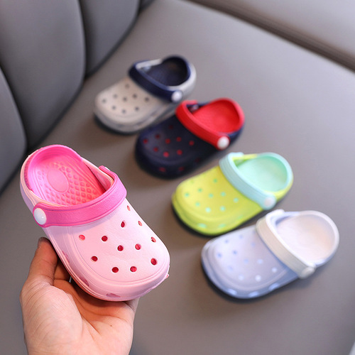 Children's Crocs Shoes for Small and Medium-sized Children Beach Hollow Foreign Trade Cartoon Cute Anti-Slip Slippers Baotou Baby Sandals
