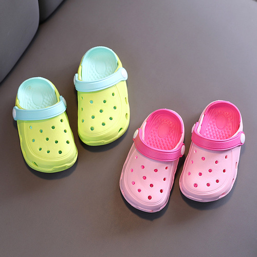 Children's Crocs Shoes for Small and Medium-sized Children Beach Hollow Foreign Trade Cartoon Cute Anti-Slip Slippers Baotou Baby Sandals