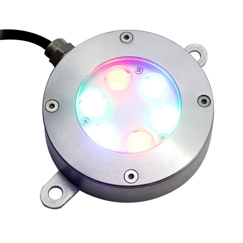 喷泉灯 LED防水IP68涌泉七彩水底灯6W不锈钢水下灯户外水池水景灯