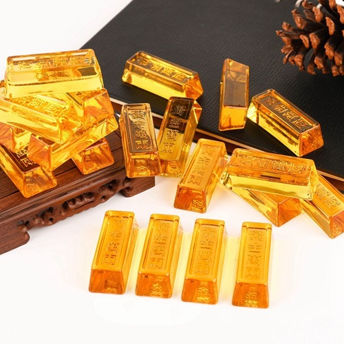 Citrine gold bar decoration gifts, commemorative decorations, gold brick ornaments, yellow gold bar sacrificial crafts