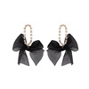 Retro silver needle, brand fashionable design earrings with bow with tassels, silver 925 sample