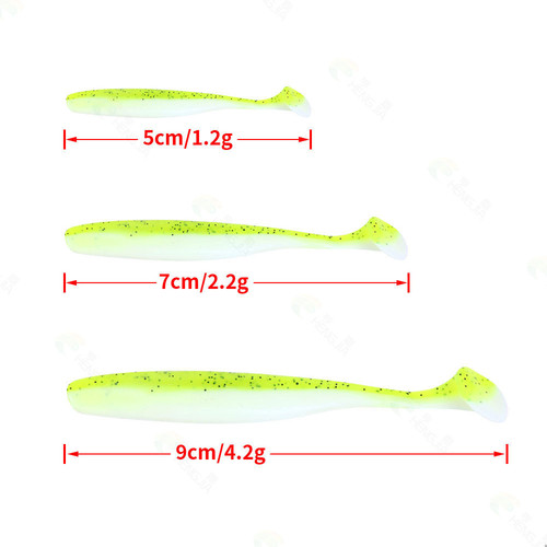 HENGJIA Hengjia fishing gear Luya soft bait two-color T tail curly tail 5cm7cm9cm soft worm bait Luya bait