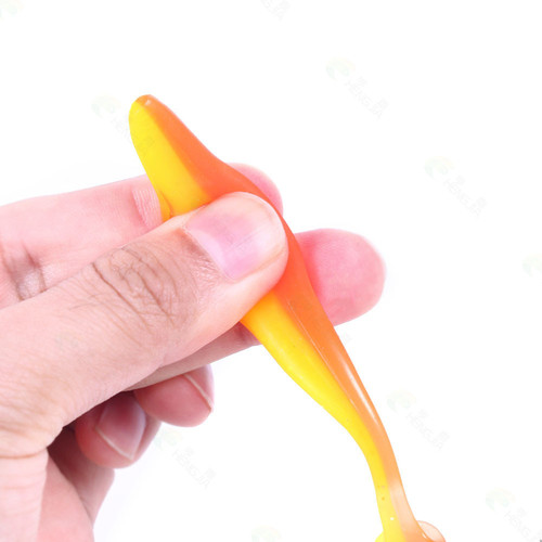 HENGJIA Hengjia fishing gear Luya soft bait two-color T tail curly tail 5cm7cm9cm soft worm bait Luya bait