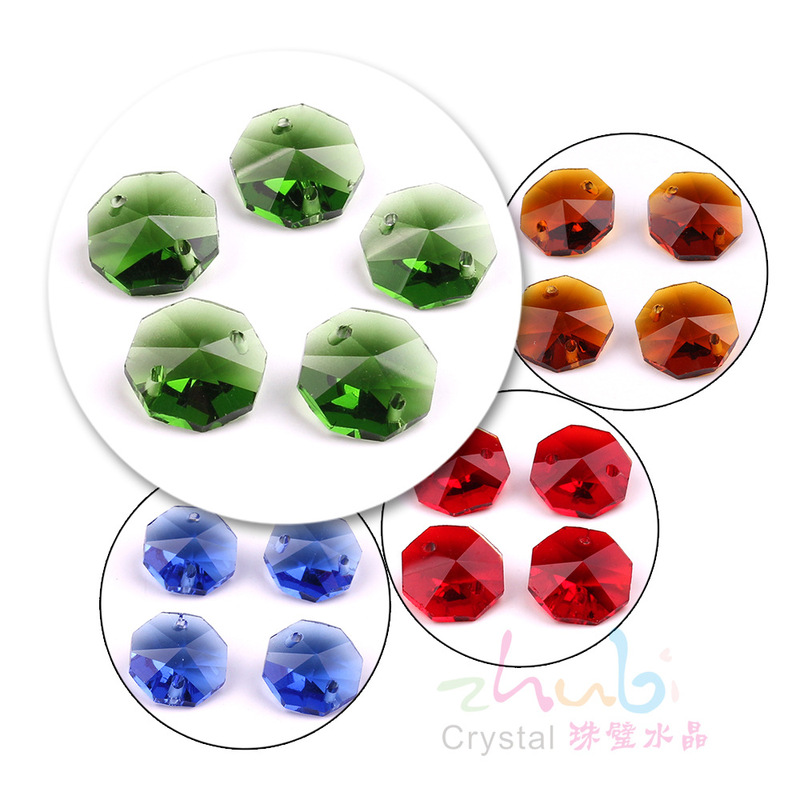 14mm double hole octagonal beads stained glass crystal pendant wedding decoration DIY bead curtain curtain accessories loose beads 14mm double hole octagonal beads stained glass crystal pendant wedding decoration DIY bead curtain curtain accessories loose beads