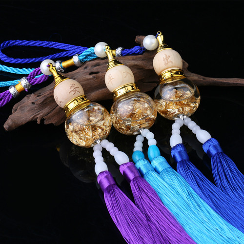 Car glass bottle gourd pendant Gold foil bottom double spike gourd pendant car interior accessories car pendant pendant