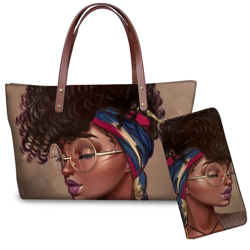 Custom Printed African Girl Design Personalized Women's Large Capacity Handbag, Fashionable and Convenient for Travel, Long Wallet and Card Holder Custom Printed African Girl Design Personalized Women's Large Capacity Handbag, Fashionable and Convenient for Travel, Long Wallet and Card Holder