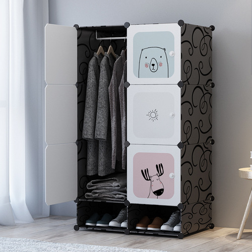 Yiwu simple wardrobe plastic assembly economical bedroom furniture storage cabinet storage wardrobe children's wardrobe