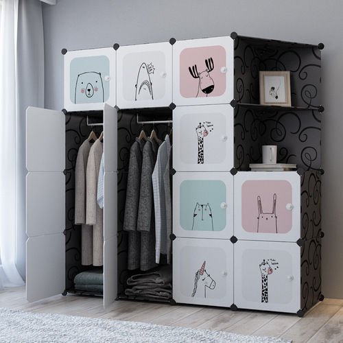 Yiwu simple wardrobe plastic assembly economical bedroom furniture storage cabinet storage wardrobe children's wardrobe