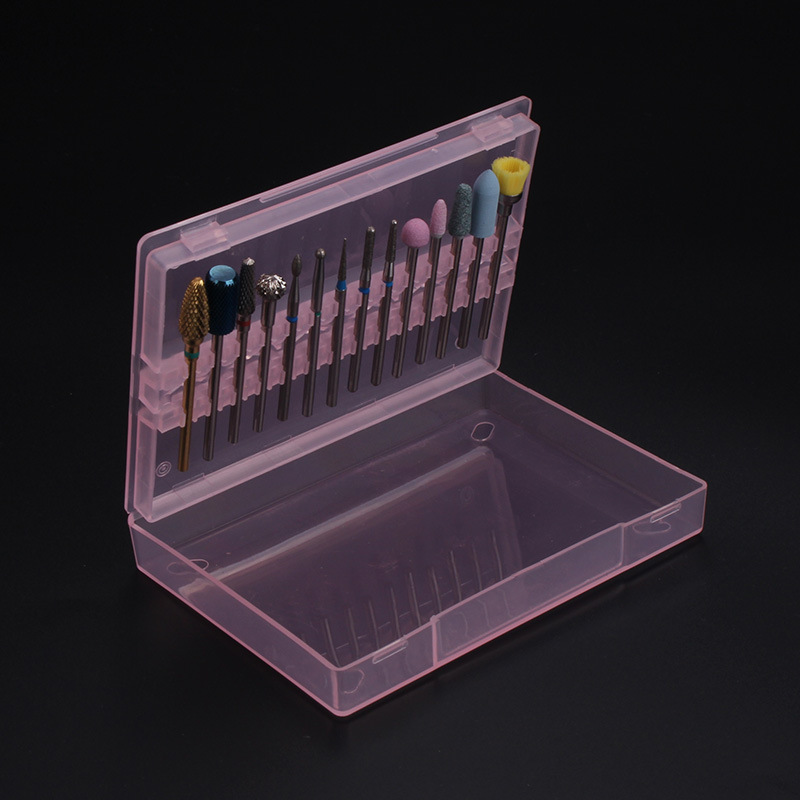 Caja de almacenamiento de cabeza de molienda de uñas transfronteriza 14 caja de visualización de cabeza de molienda de rejilla caja de cabeza de molienda de uñas de acero de tungsteno de cerámica