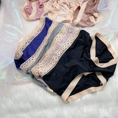 0感錦綸奢華女士內褲女 一片式無痕蕾絲中腰女式內褲絲滑柔順絲綢
