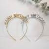 Headband with letters, hair accessory, plastic decorations, Aliexpress, gold and silver, English