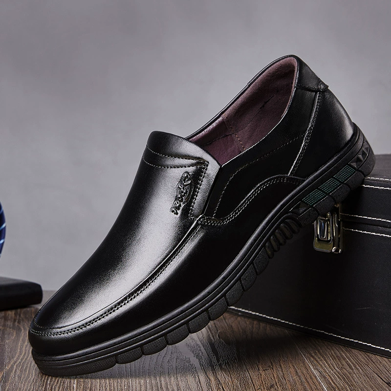 Кожаная бизнес-обувь мужская кожаная обувь ножки дышащая кожаная обувь среднего возраста отцы обувь на низком каблуке мужской обуви завод оптом