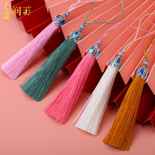 Runsu tassel 8cm cloisonne tassel blue hat crown tassel mobile phone diy hanfu bookmark sachet hanging tassel